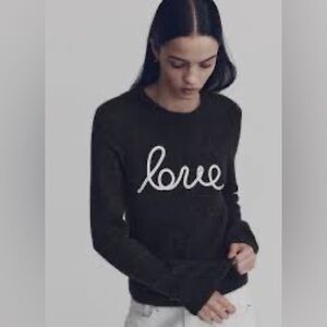 Black Fine Knit Sweater with White 'Love' Script